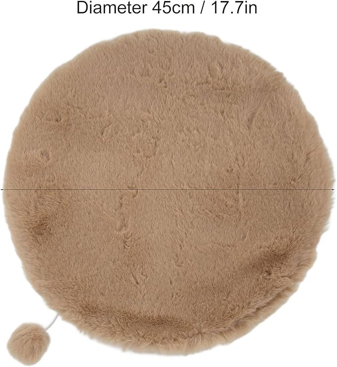 KANASI 1.6 Inch Round Faux Rabbit Fur Cat Bed, Replacement Pad for Pet Sleeping Mats for Windowsills Cages Kennels and Furniture (Grey)
