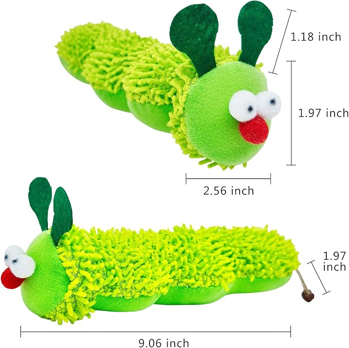 Cat Catnip Toy for Indoor Cats,3 Pack Interactive Plush Caterpillar Kicker Toy with Gall Fruit & Crinkle Paper, Durable Silvervine Chew Toy for Kitty Teeth Cleaning, Boredom Relief & Dental Health