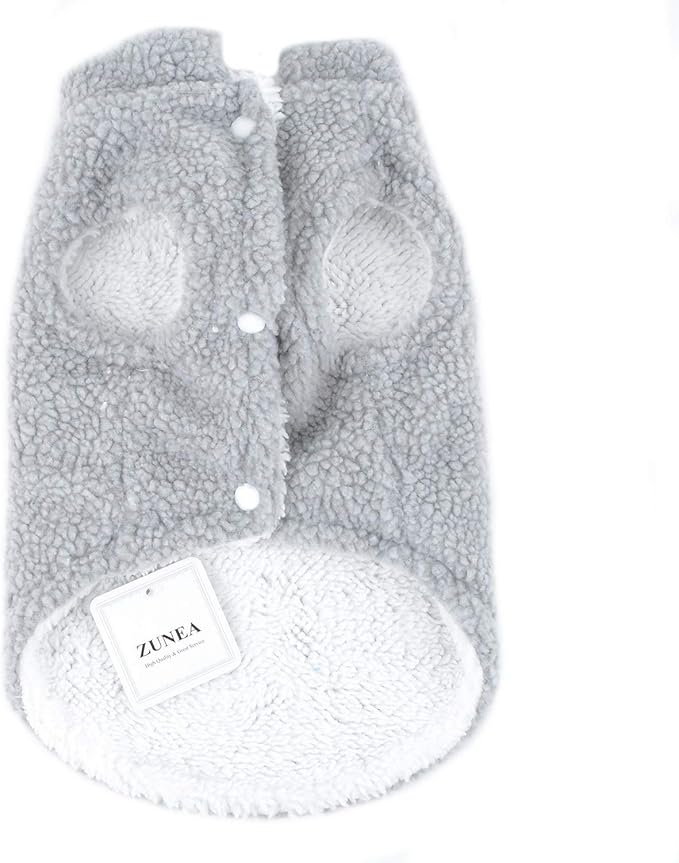 Zunea Small Dog Jacket Coat Fleece Puppy Girls Boys Winter Clothes Soft Warm Vest Pet Cold Weather Sweater Chihuahua Doggie Cats Jumper Apparel Gray M
