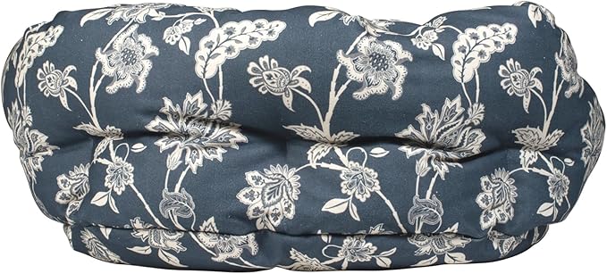 Fringe Studio INDIENNE Coastal Blue 29" W x 24" D x 9" H Medium Round Cuddler 100% Cotton Canvas Exterior, Machine Washable, PetShop Collection (215016)