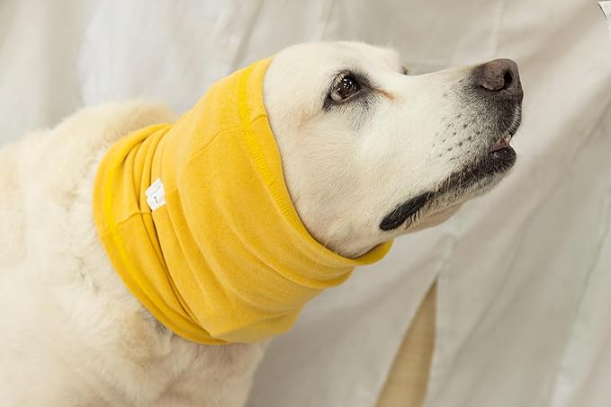 Dog Ear Wrap Hematoma Compression Anxiety Relief Grooming Bathing Dog Snood Pail Lilac+Yellow L