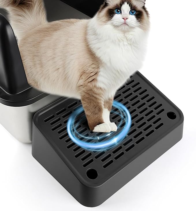 Cat Litter Box Ramp, Litter Box Step Mat with Filter Function, Cat Litter Catcher for Self-Cleaning Litter Boxes, Cats Pedal Stool Ideal for Kitten & Elderly Cats (Black)