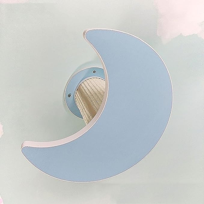 Natural Solid Wood Cat Wall Climbing Set with Colorful Sisal Posts | Cat Wall Furniture for Home & Cats Shelter | with Star/Moon/Cloud Designs(Blue,31 * 30cm)