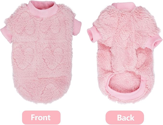 Topbuti Dog Sweater Heart Puppy Sweaters for Small Dogs and Cats, Warm Soft Flannel Pet Holiday Clothes Cat Coat for Winter Christmas Valentines (Pink, Large)