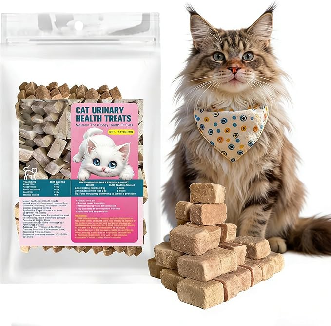 Cat Urinary Treats for Bladder Health, Chicken Flavor Grain-Free Soft Snacks, High-Protein Cat Training Rewards for Indoor Cats, Freeze-Dried Snacks 60g/2.11oz