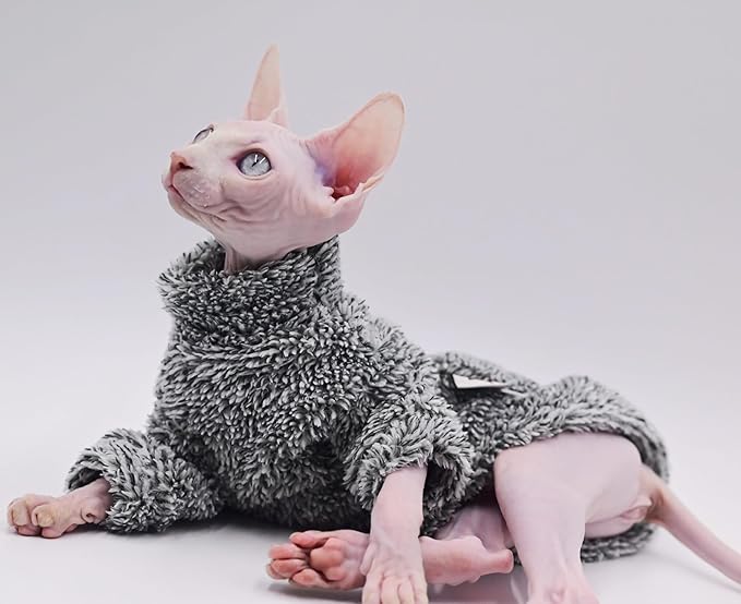 Hairless Cat Clothes Fleece Soft Warm Winter cat Clothes for Sphynx Cats, Devon Rex Cats, Konis Cats (Large)