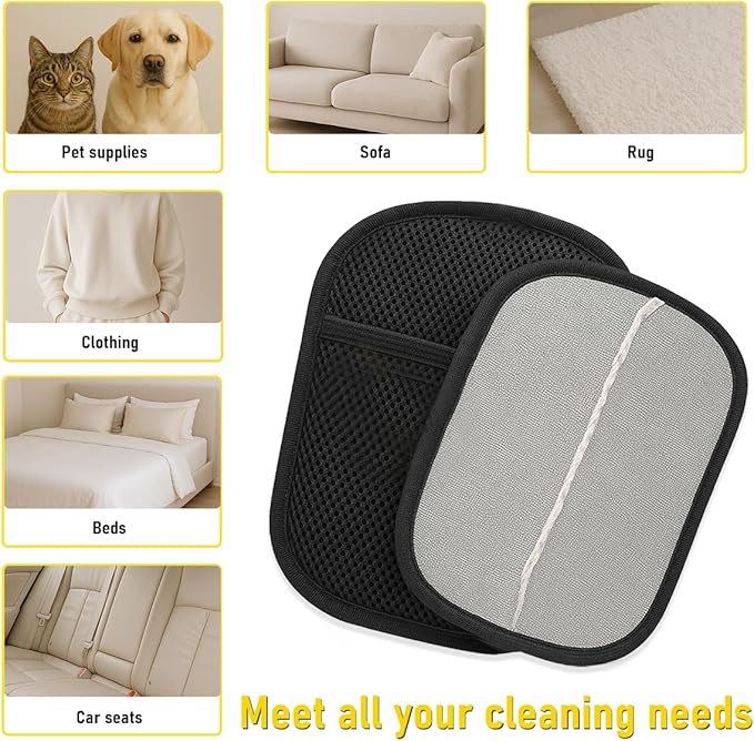 Waspot Pet Hair Removal Glove for Cats and Dogs, Electrostatic Five-Finger Design | Reusable Grooming & Cleaning Glove for Furniture, Carpet, Car Seats, and Laundry
