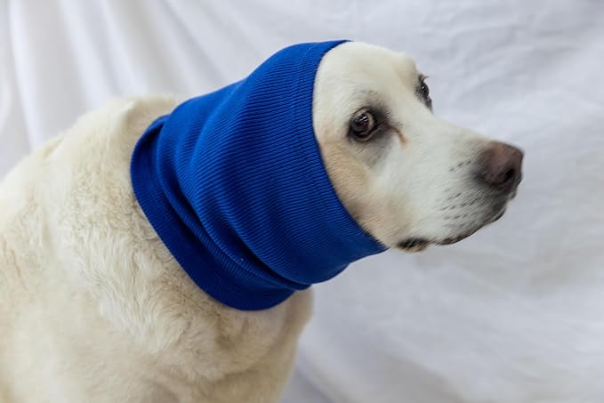 Dog Ear Muffs for Noise Cancelling, Ear Covers Outdoor Activities Neck Snood for Dog (Blue L)