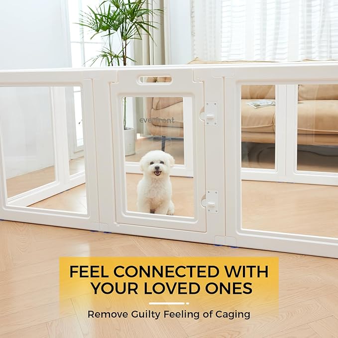 EVERFRONT Clear Acrylic Dog Playpen - Clear Dog Play Pen - Easy Assemble Acrylic Dog Playpen - Puppy Playpen, Cat Playpen, Small Animal Playpen, Dog Play Pen Indoors