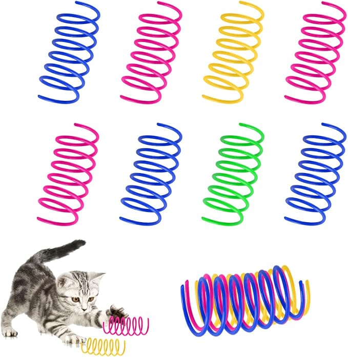 240 Pack Cat Spring Toy, Cat Kitten Toys Plastic Coil Spiral Spring Interactive for Swatting, Biting, Hunting