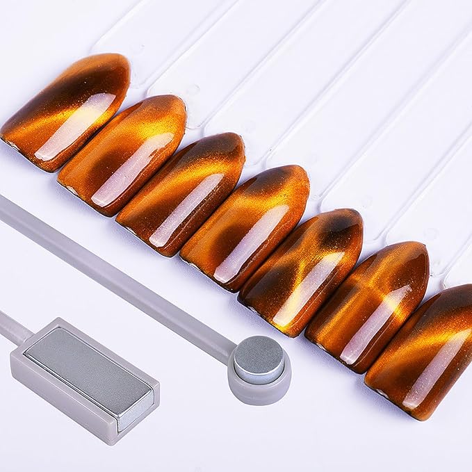 WOKOTO 5pcs Cat Eye Magnets For Nails With 5 Pcs Y-Shape Stencil For Heart Cat Eye Nail Magnet Tools Set, Cylinder, Flower, Pointed Powerful Nail Magnet For Nail Art, Flower Heart Magnet For Nails