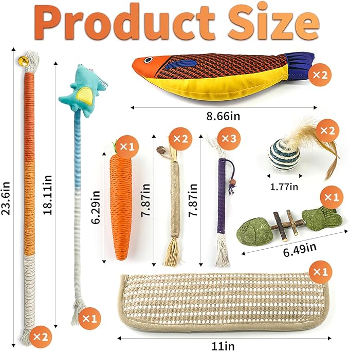 15 Pcs Cat Toys for Indoor Cats, Safe Teeth Cleaning Chew Infused Cat Catnip Toys, Suitable for All Cat Breeds Pet Toys