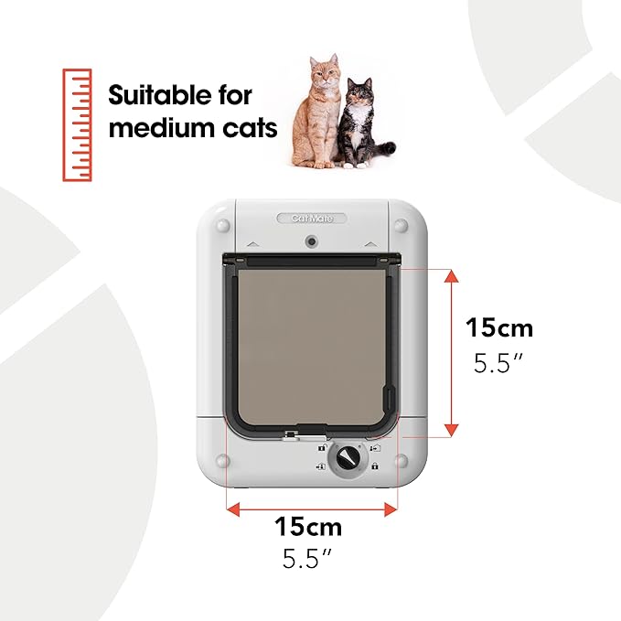 Cat Mate Microchip Activated Cat Flap, For Cats and Small Dogs, Easy Installation in UPVC Doors, Glass, and Wooden Doors - White