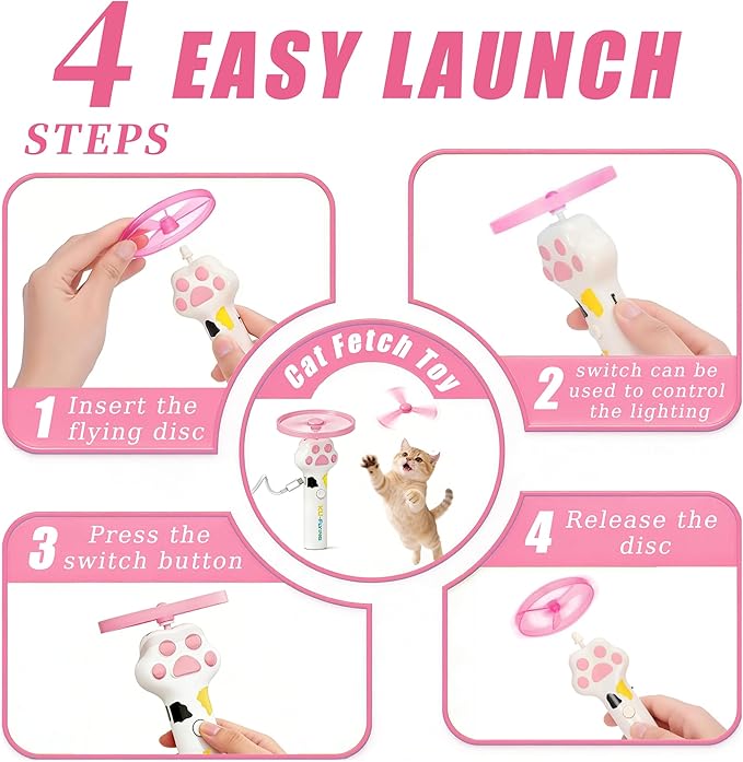 10PCs Cat Fetch Toy Discs,Interactive Flying Cat Toy with 10 Flying Saucer for Pet Kitten and Dog Playing,Interactive Hunting Tracking Chasing Training Toys for Indoor Outdoor (Only Flying Propellers)