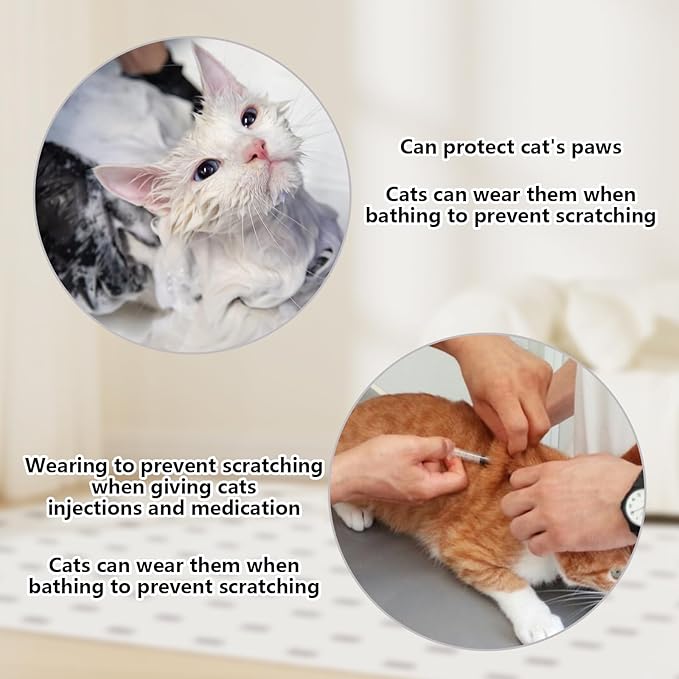 4 Pcs Cat Mittens to Prevent Scratching for Pets with Paw Inner Diameter up to 1.35 Inches, Adjustable Breathable Mesh Kitten Shoes Socks Booties for Only Grey