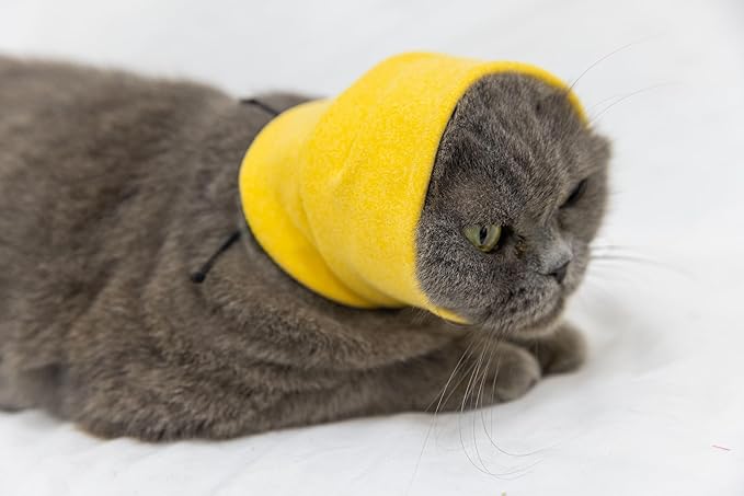 Cat Snood Ear Wrap Protectors Anxiety Relief Ear Cover Hematoma Compression Yellow+Aqua Blue S