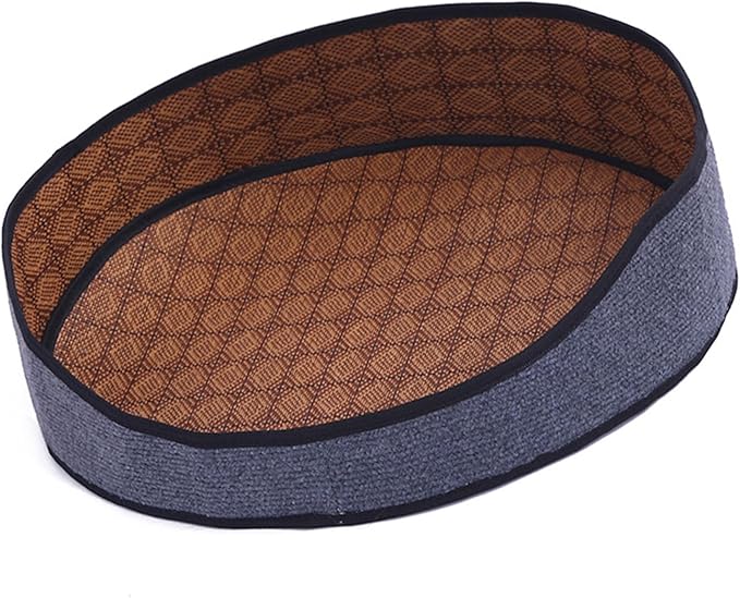AYNEFY Cat Supplies Cat Bed Furniture Vine Woven Cat Dog Summer Mat with Removable Cooler for Indoor and Outdoor Use Pet Cooling Bed Washable Comfortable Cat Supplies (Dark Gray)