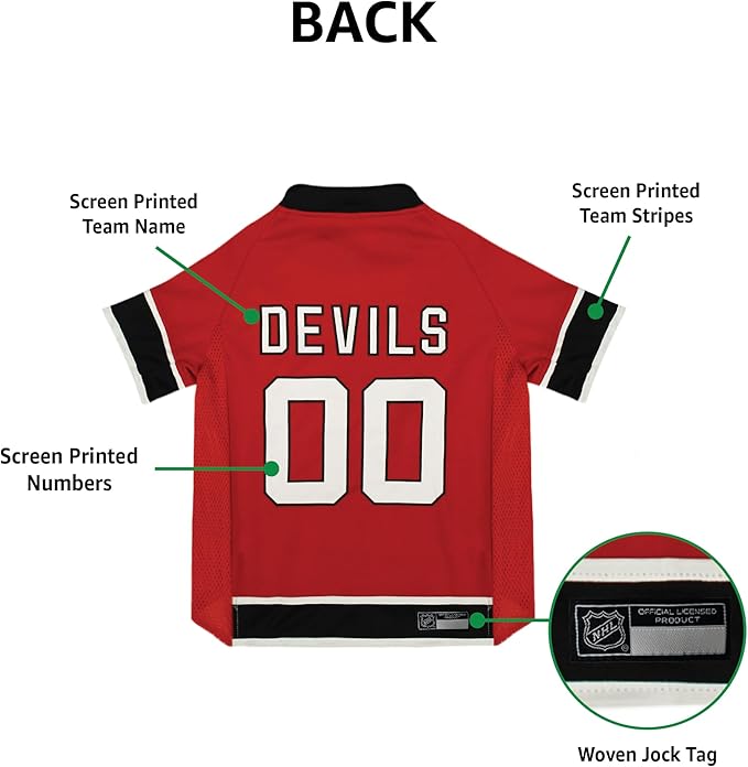 NHL New Jersey Devils Jersey for Dogs & Cats, X-Large. - Let Your Pet Be A Real NHL Fan!