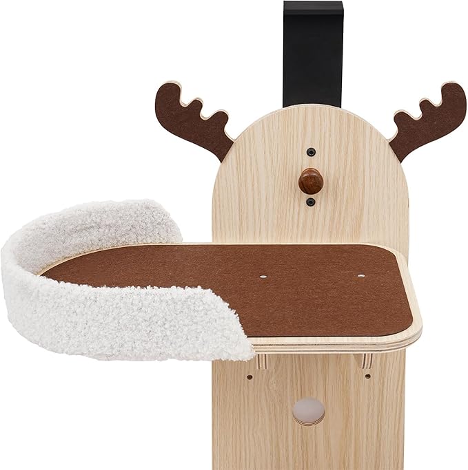 Door Hanging Cat Tree,4-Tier Door Mounted Cat Climbing Frame,Cats Tree Hanger Mounted Cats Shelves,Wooden Cat Ladder,Pet Jump Shelf for Stair,Foyer,Living Room,Enclosed Balcony