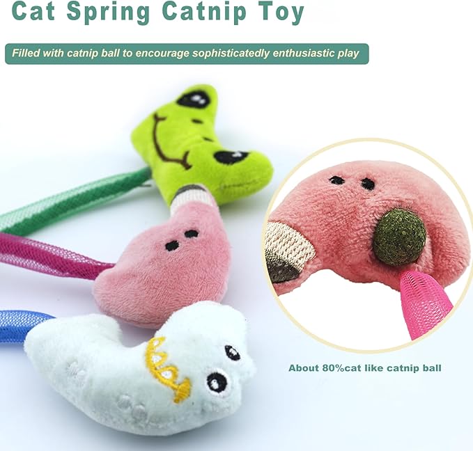Interactive Cat Toys Set, Silvervine Chew Sticks and Catnip Spring Ropes, Indoor Cat Toys for Exercise and Dental Care, for All Cat Breeds (5 Pack)