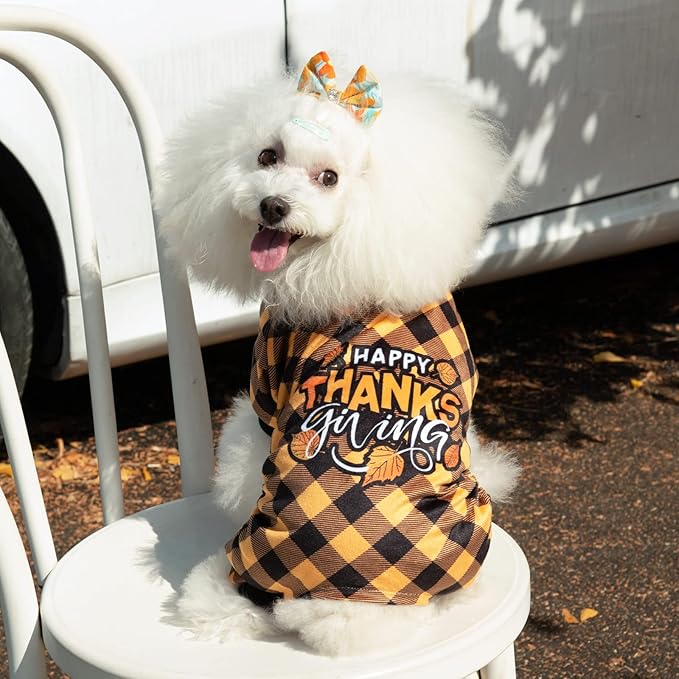 CuteBone Thanksgiving Dog Pajamas Costumes Pet Clothes Cat Apparel Shirt Winter Holiday Cute Pjs Outfits for Doggie Onesies P261XS X-Small