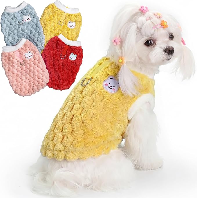 Dog Sweater for Small Dogs Puppy Cats Winter Warm Soft Pet Clothes Pullover Cute Extra Small Dog Apparel, Cat Sweaters for Cats Only Fit Chihuahua Yorkie(Yellow, S)