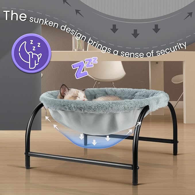 JUNSPOW Cat Bed Dog Bed Pet Hammock Bed Kitty Sleeping Cat Supplies Pet Supplies Whole Wash Stable, Detachable, Breathable, Easy Assembly Indoors Outdoors, 16.9 in x 16.9 in x 9.5 in