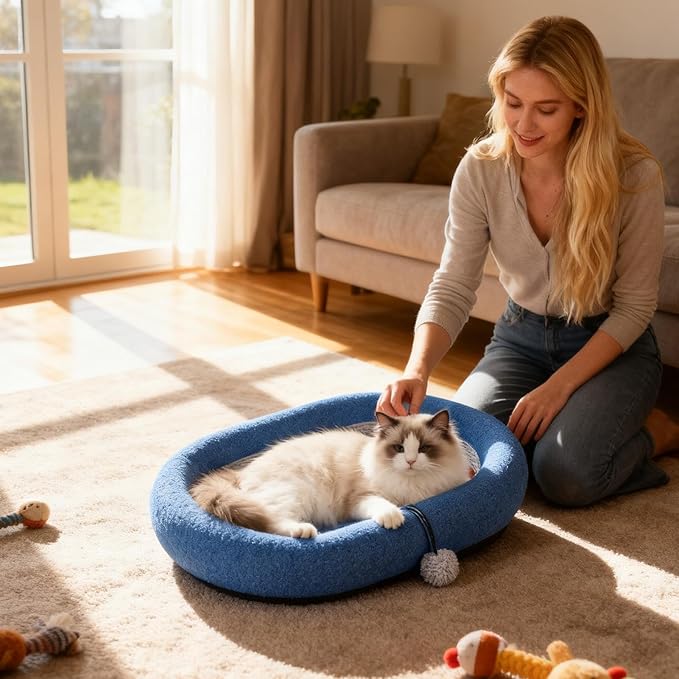Cat Scratch Pad | Sisal Oval Bed Toys,Kitten Scratch Mat Furniture Protector - for Small Large Breed Balcony Living Room Bedroom Home Travel Indoor Daily All-Season