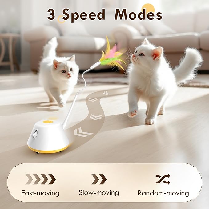 3-in-1 Cat Laser Toy, Cat Toys for Indoor Exercise Electric Automatic Moving Cat Laser Toy,Indoor Exercise Kicker, Random Trajectory 3 Moving Modes with 3pcs Hanging Feather USB Rechargeable