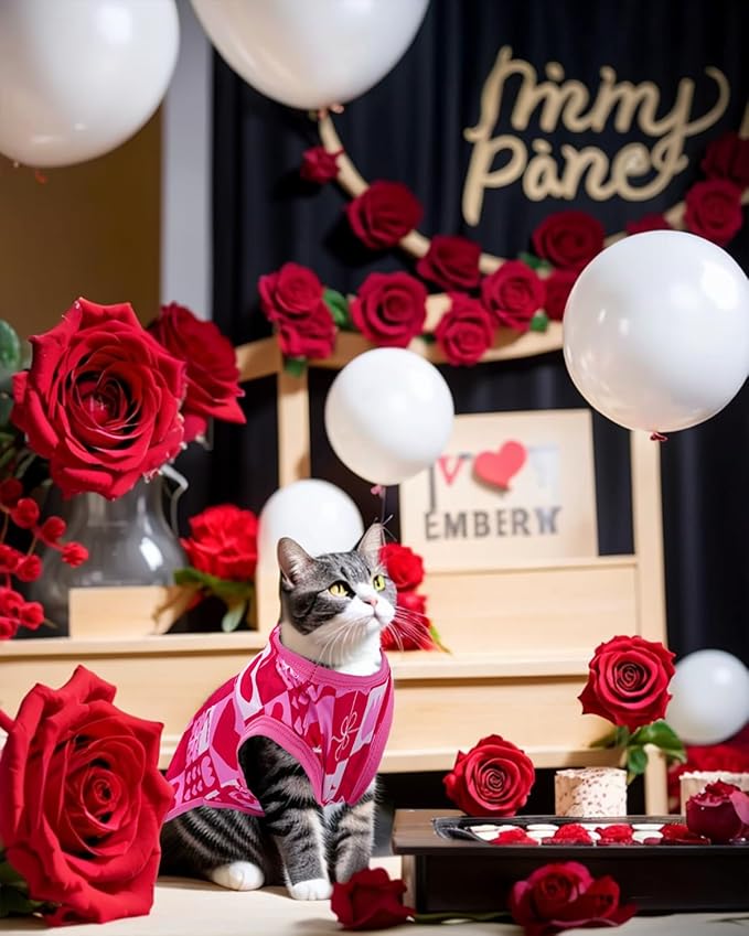 PET SHOW 4 Pack Valentines Day Dog Shirts for Extra Small Doggies Tank Top Tee Red Pink Love T-Shirts Pets Holiday Party Sleeveless Vest Cats Kittens Puppy Clothes Boys Girls(X-Small)