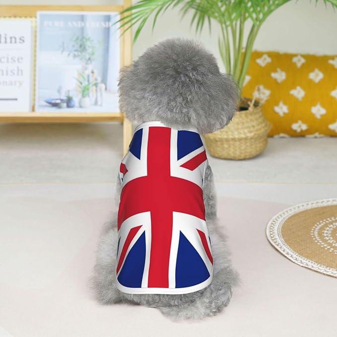 British England UK Union Jack Flag Dog Shirts Sleeveless Puppy Cotton T-Shirts Breathable Dog Clothes Pet Apparel Tank Pullover Doggy Sweatshirt Cozy Canine Wear for Small Dogs Cats Pink Medium