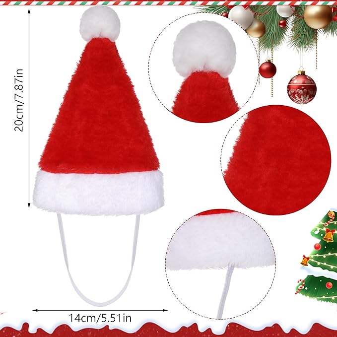 Jmkcoz 6 Pieces Pet Cat Dog Christmas Santa Hat Holiday Party Cute Costumes for Puppy Kitten Christmas Cosplay Dress Up Supplies (Classic)