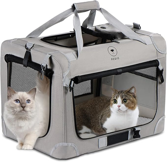 PEGIC Extra Large Cat Carrier for 2 Cats, Portable Soft Sided Large Pet Carrier for Traveling, Indoor and Outdoor Uses, 24"×16"×16" (X-Large)