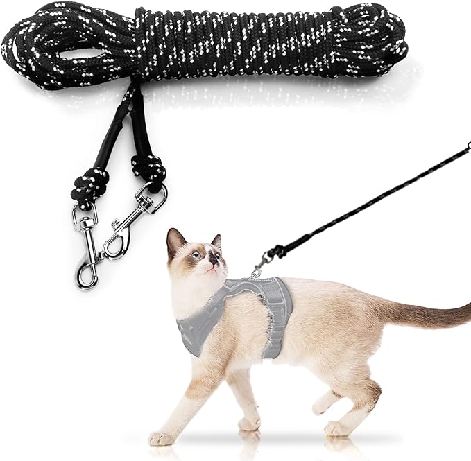 Extra Long Cat Leash for Yard, 15M/50FT Lightweight Outdoor Cat Leash Long Light Extension, Long Thin Lead for Rabbits, Kitten, Puppy and Small Animals