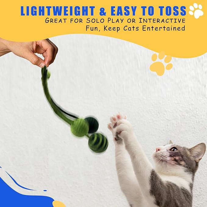 Hanging Cat Toy for Indoor Cats - Durable Sisal Cat Chew Rope Balls with Squeaker for Cat Tree - Teething Kitten & Best Cat Toys for Bored Indoor Adult Cats