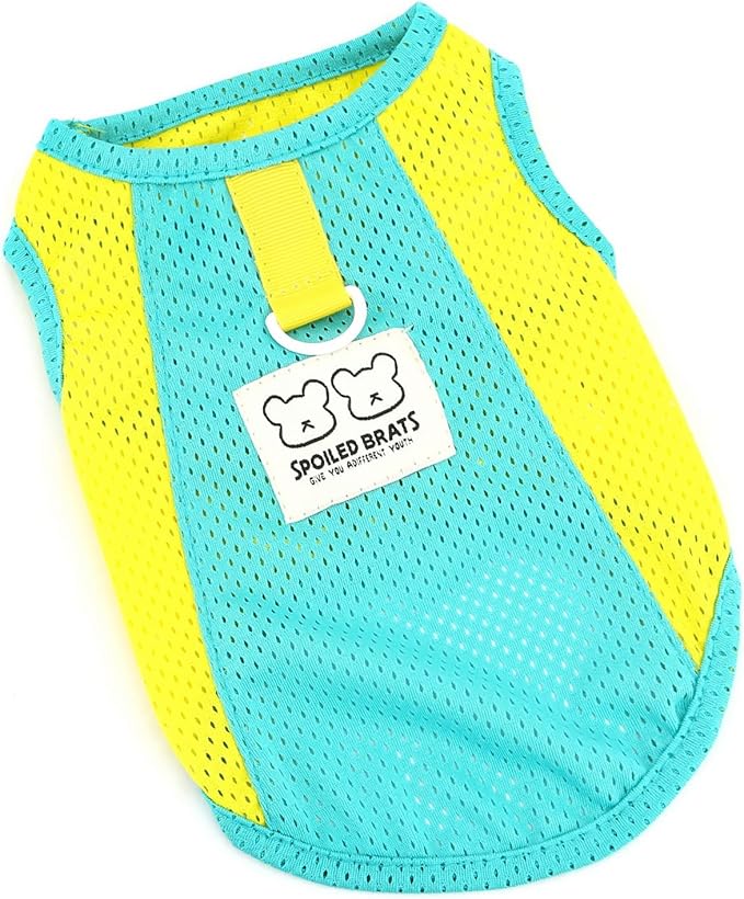 PAIDEFUL Breathable Mesh T-Shirt for Small Dogs Summer Doggie Cool Vest Soft Lightweight Puppy Tee Shirts Sleeveless Pet Tank Top Sweatshirts Cozy Chihuahua Clothes Cat Apparel D-Ring,Green,XL