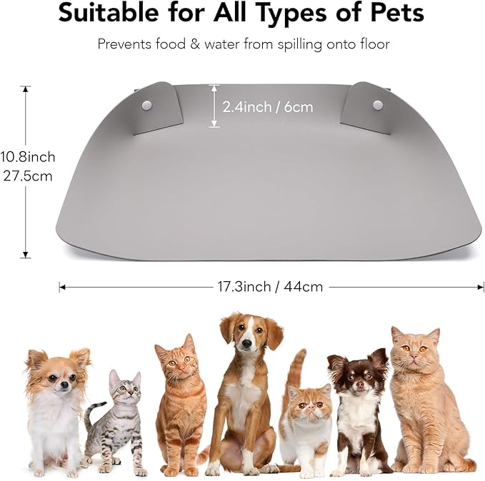 Cat & Dog Pet Feeding Mat,Pet Food Mats for Floor Waterproof,Protects Floors from Spills, Cat Bowl Mats for Food and Water,Light Gray