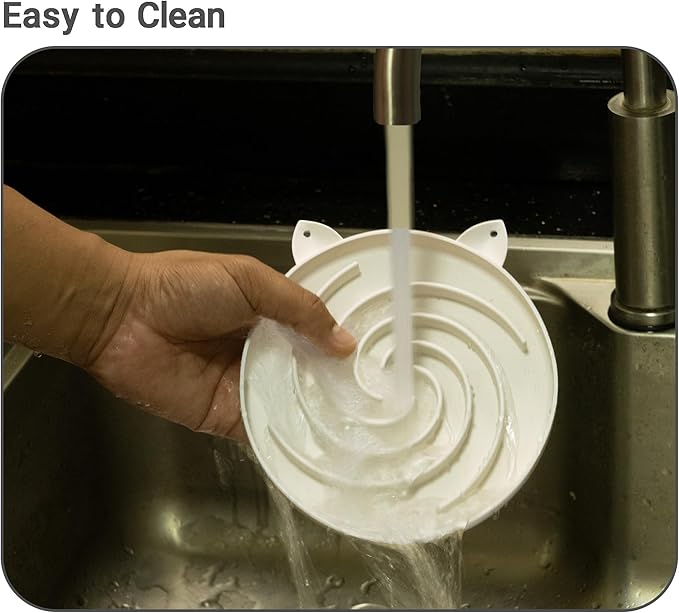 Bifeaw Slow Feeder Cat Bowl, Easy to Clean Silicone Bowl, Ideal for Dry and Wet Food (Purple and White)