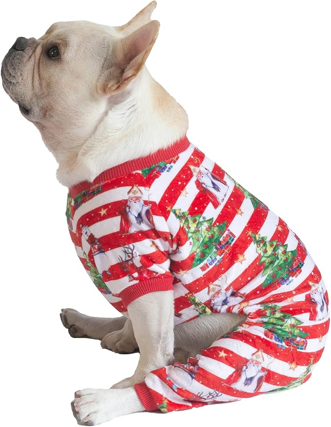 CuteBone Christmas Dog Pajamas Shirt Winter Holiday Cute Pjs Pet Clothes Bodysuit for Doggie Onesies P186XL