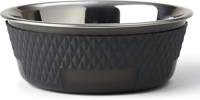 PetRageous 16019 Kona Stainless Steel Non-Slip Dishwasher-Safe Dog Bowl 3.75-Cup 6.75-Inch Diameter 2.5-Inch Tall for Medium and Large Dogs and Cats 30-Ounce, Grey