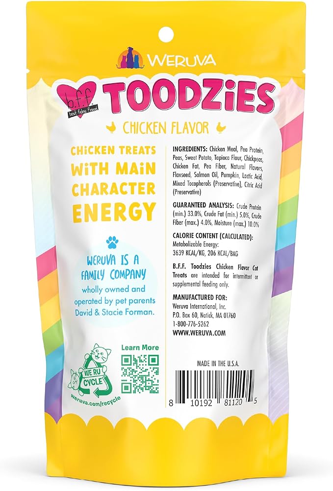 Weruva BFF Toodzies, Chicken Crunchy Cat Treats, 2oz Bag