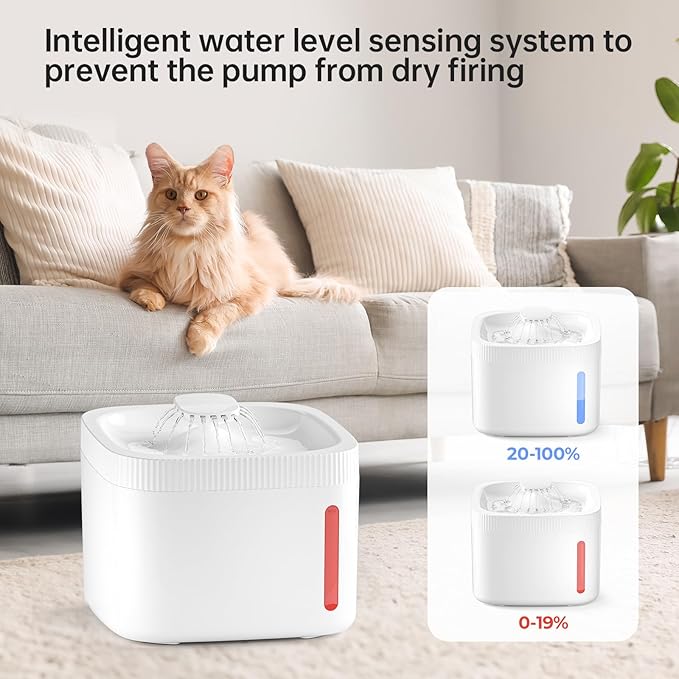 Lyght Automatic Cat Water Fountain, Pet Water Fountain with 101oz/3L Large Capacity, BPA-Free Plastic, LED Indicator, Dog Water Bowl Dispenser