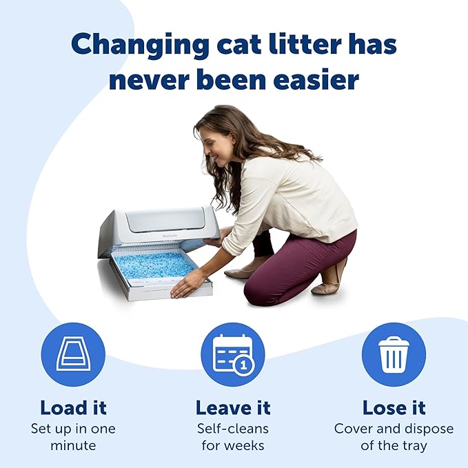 PetSafe ScoopFree Disposable Crystal Cat Litter Tray - Easy Cleaning Box - Refill Tray for Automatic Litter Box - Fragrance Free - 4.3 lb Bags - 9 Pack