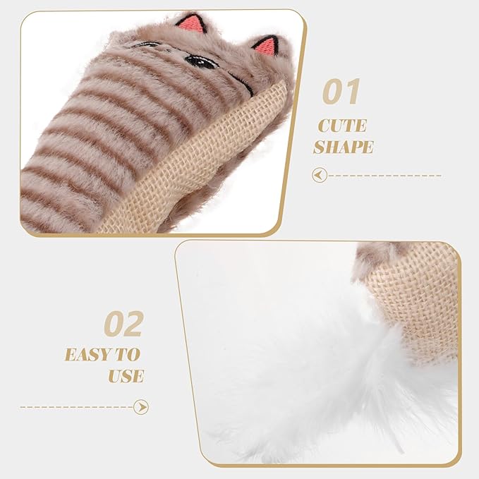 Catnip Plush Cat Chew with Crinkle Paper, Sisal Material Interactive Teething Chewing for Indoor Cats and Kittens, Funny Gray Catnip Stuffed