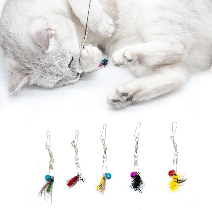 Insect Cat Toy Set with Bells for Cat Teaser, Ultra-Realistic Bug Toy Refills for Wand Toys, Interactive Toys Ideal for Kitten Enrichment Exercise & Mental Stimulation (5 PCS)
