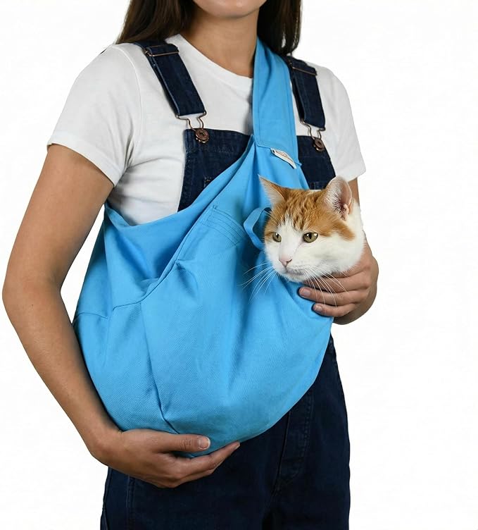 Cat-in-the-Bag Cozy Comfort Carrier - Extra Large Light Blue Cat Carrier Soft and Pet Carrier Administration, Grooming, Vet Visits, Dental Care, and Nail Trimming