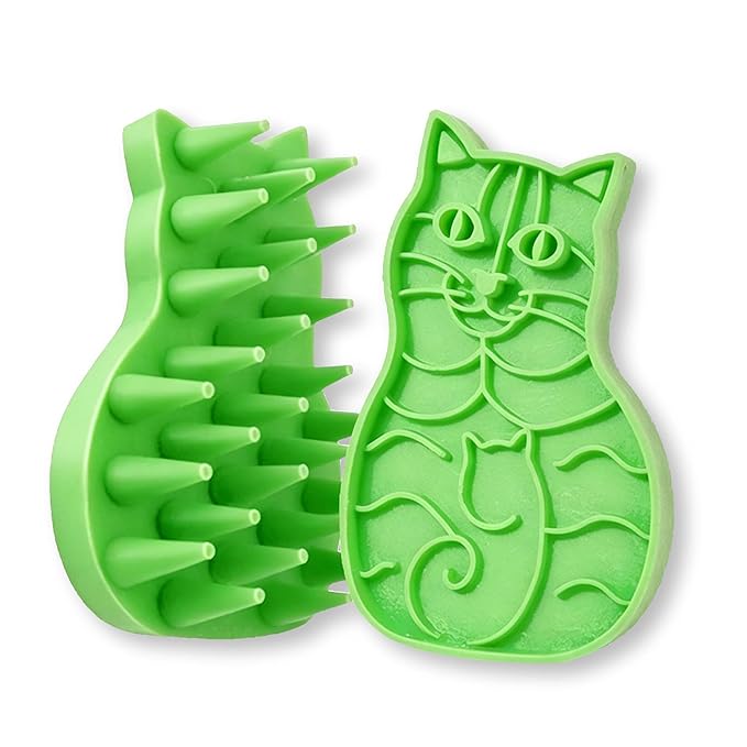 Pet Bath & Massage Brush,Pet Grooming Brush,Soft Rubber Scrubber for Brushing,Massaging,Bathing,Shampooing and Reducing Hairballs (Green, Style 1)