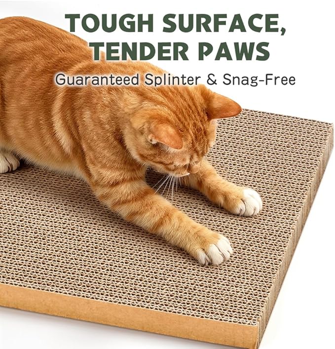 6 Pack Cat Scratch Pad with Nested Boxes, Space-Saving Cat Scratcher Set, Reversible Pads with 2 Lounge Beds for Indoor Cats & Kittens