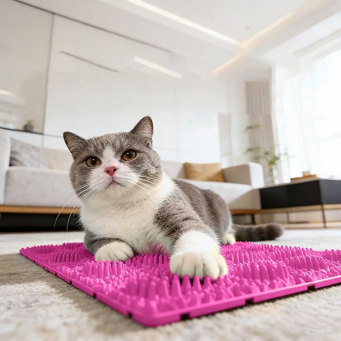 Durable Cat Scratch Pads, Natural Sisal Cat Corner Scratcher for Indoor Cats, Cat Scratching Pad Rug for Small Adult Cats to Save Furniture, Couch, Carpet, Door Frame (Hot Pink)