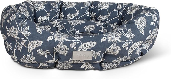 Fringe Studio INDIENNE Coastal Blue 29" W x 24" D x 9" H Medium Round Cuddler 100% Cotton Canvas Exterior, Machine Washable, PetShop Collection (215016)